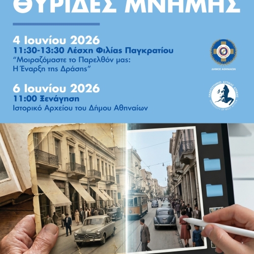 ΘΕΜΑ: «Θυρίδες Μνήμης»: Μια πρωτοπόρος δράση συμμετοχικής αρχειονομίας στη Λέσχη Φιλίας Παγκρατίου από τον Δήμο Αθηναίων και το Τμήμα Αρχειονομίας, Βιβλιοθηκονομίας και Συστημάτων Πληροφόρησης του Πανεπιστημίου Δυτικής Αττικής (ΠΑ.Δ.Α.)